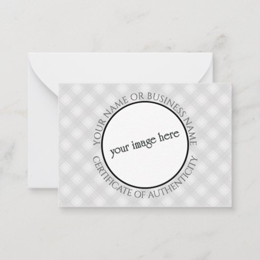 アーティスト空白ののCOAの真正性証明書 ノートカード (裏面)