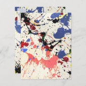 アーティスト絵を描(ばちゃばちゃ)跳ねる背景 ポストカード (正面/裏面)
