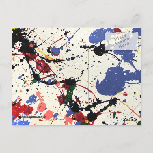 アーティスト絵を描（ばちゃばちゃ）跳ねる背景 ポストカード (裏面)