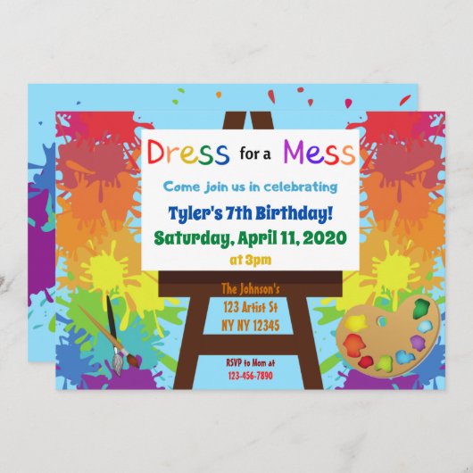 アーティスト誕生日パーティーの招待 招待状 (正面/裏面)