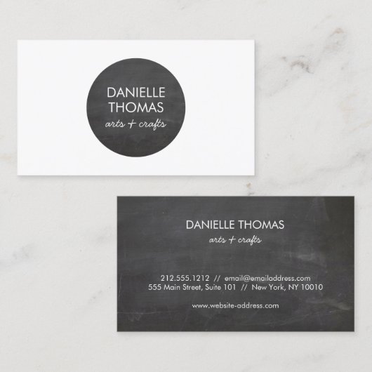 アーティスト、クレフター用のChalkboard Circleロゴ 名刺 (正面/裏面)