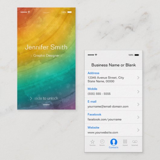 アーティスト/デザイナー – シンプル汎用フラットUIスタイル 名刺 (正面/裏面)