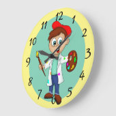 アーティスト、パレット、ブ絵を描ラシュ ラージ壁時計 (傾斜)