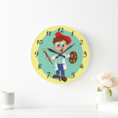 アーティスト、パレット、ブ絵を描ラシュ ラージ壁時計 (ホーム)