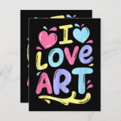 アーティスト・ペインターのギフト、アートカラフルが大好き絵を描。 エンクロージャーカード (正面/裏面)