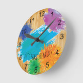 アーティスト・ペイ絵を描ントの時間が絵を描ある ラウンド壁時計 (傾斜)