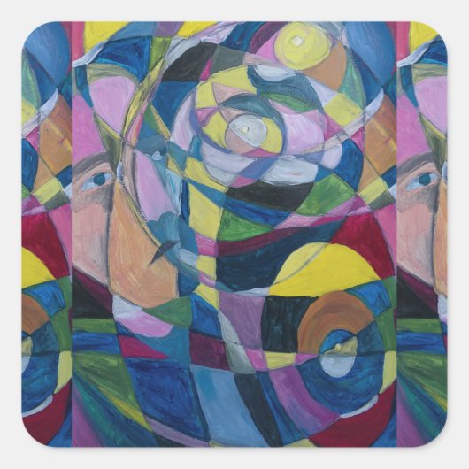 アーティスト・ポーラ・レイリーによるアート・ステッカー。 スクエアシール (正面)