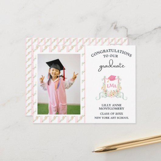 アーティスト モノグラム 卒業 ヤード サイン ポストカード (正面/裏面インサイチュ)