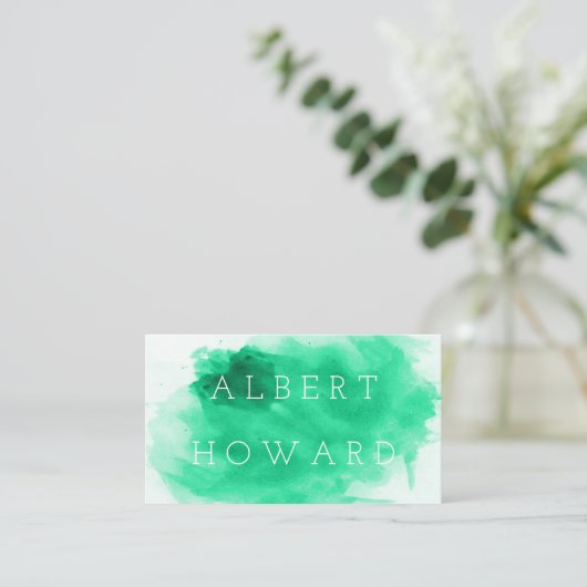 アーティスト | 水彩画 | 緑のモダン画家クリエーター 名刺 (スタンド正面)