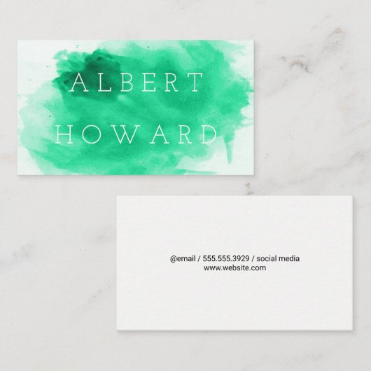 アーティスト | 水彩画 | 緑のモダン画家クリエーター 名刺 (正面/裏面)