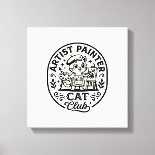アーティスト 画家 猫 おもしろい 猫 グラフィック - Artist Pain キャンバスプリント