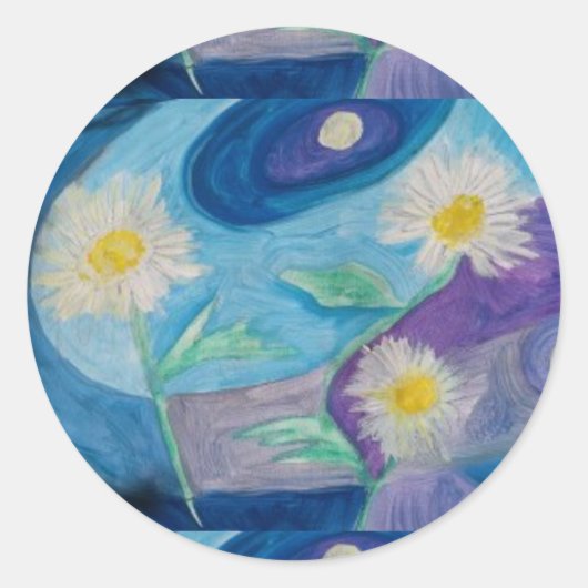 アーティスト Paula Reilly によるかわいいデイジーシール ラウンドシール (正面)