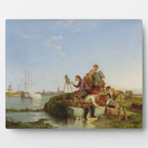 アーティストat his Easel and Shipping beyond, 1894 (油) フォトプラーク
