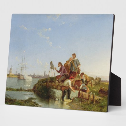 アーティストat his Easel and Shipping beyond, 1894 (油) フォトプラーク (側面)