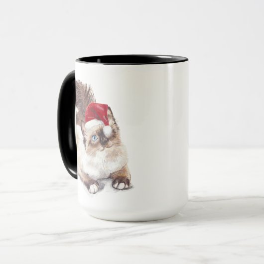 アーティストGVヘミングスさんによるラグドール・クリスマス・マグ マグカップ (正面左)