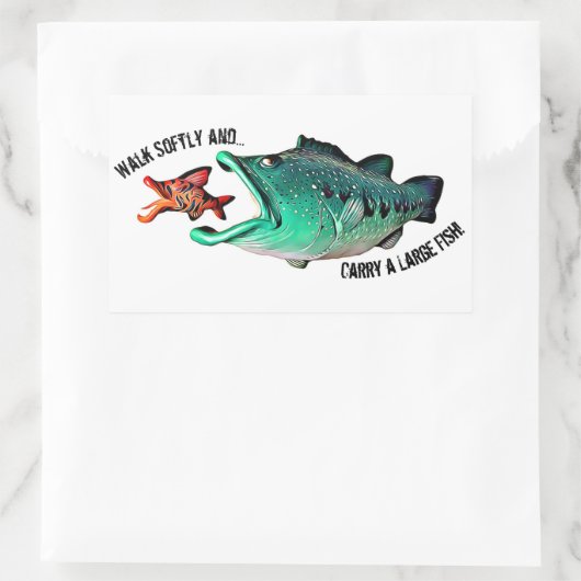 アーティストMike Quinnによる姿勢のフィッシュ 長方形シール (バッグ)