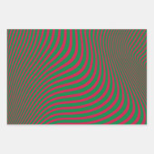 アーティストOp-Art赤い緑のクリスマスストライプパターン ラッピングペーパーシート (正面2)