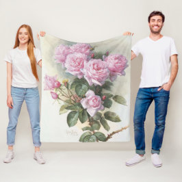 アーティスフランスのトPaul De Longpre Pink Roses フリースブランケット