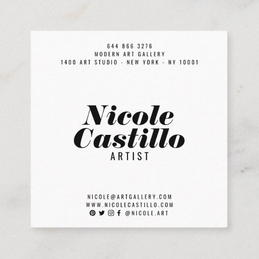 アーティスモダント抽象芸術アート絵を描ミニマルト スクエア名刺 (裏面)