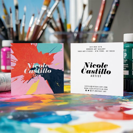 アーティスモダント抽象芸術アート絵を描ミニマルト スクエア名刺