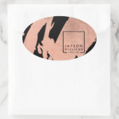 アーティスモダント抽象芸術バラ金ゴールド/黒ブラシストローク 楕円形シール (バッグ)