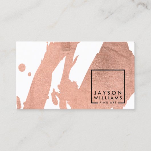 アーティスモダント抽象芸術フェイクバラ金ゴールドブラシストローク 名刺 (正面)