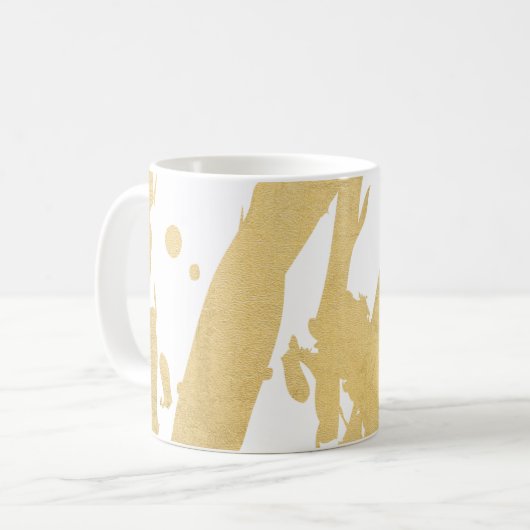 アーティスモダント抽象芸術フェイク金ゴールドブラシストローク コーヒーマグカップ (正面左)