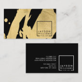 アーティスモダント抽象芸術金ゴールド/黒ブラシストローク 名刺 (正面/裏面)