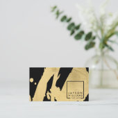 アーティスモダント抽象芸術金ゴールド/黒ブラシストローク 名刺 (スタンド正面)
