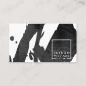 アーティスモダント抽象芸術黒ブラシストロークのデザイナー 名刺 (正面)