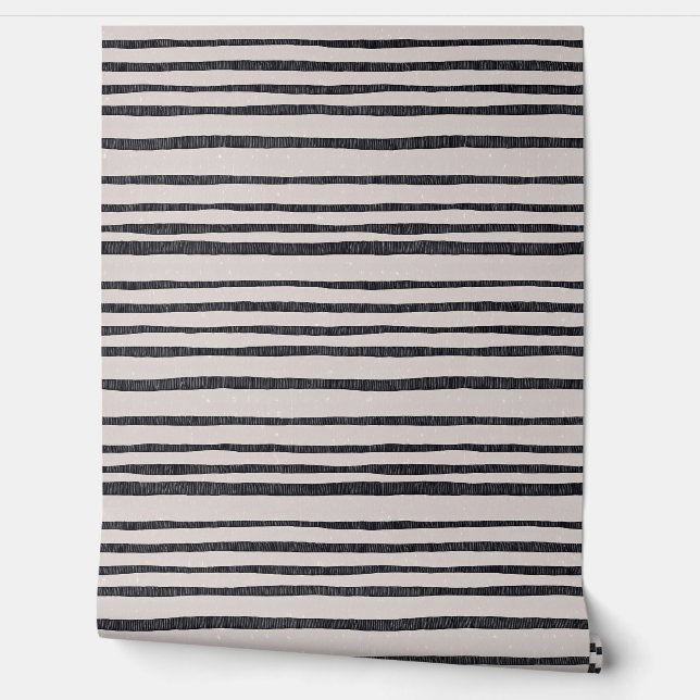 アーティスモダント：黒はっきりした色のストライプ 壁紙 (ほどく)