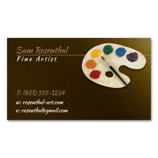アーティス伝統的素晴らしト |カラーパレットとブラシ マグネット名刺 (正面)