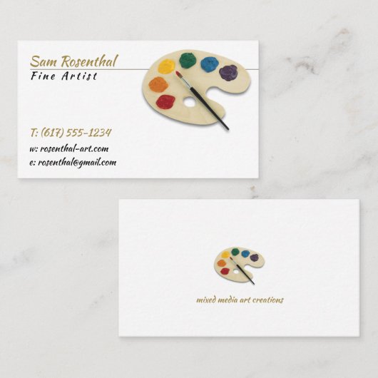 アーティス伝統的素晴らしト |カラーパレットとブラシ 名刺 (正面/裏面)