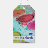 アーティス数々のト色の水彩画絵を描面 ギフトタグ (正面)