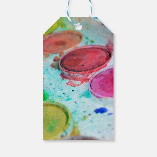アーティス数々のト色の水彩画絵を描面 ギフトタグ (裏面)