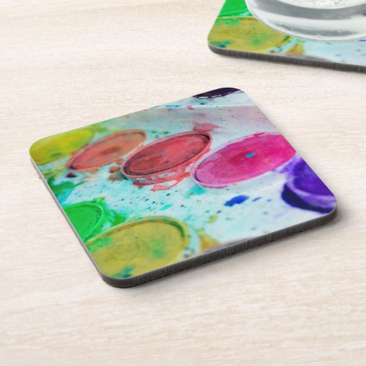 アーティス数々のト色の水彩画絵を描面 コースター (左側)