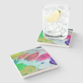 アーティス数々のト色の水彩画絵を描面 ストーンコースター (横)