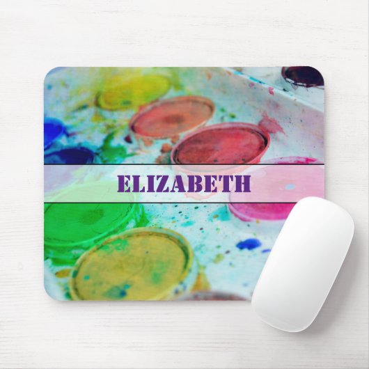 アーティス数々のト色の水彩画絵を描面 マウスパッド (マウス)