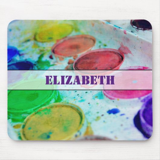 アーティス数々のト色の水彩画絵を描面 マウスパッド (正面)