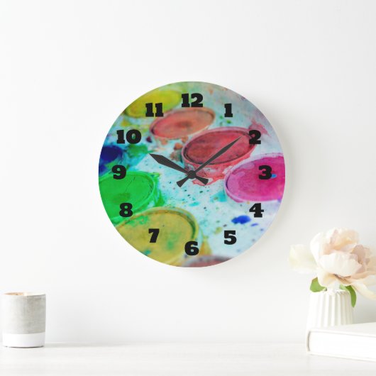 アーティス数々のト色の水彩画絵を描面 ラージ壁時計 (ホーム)