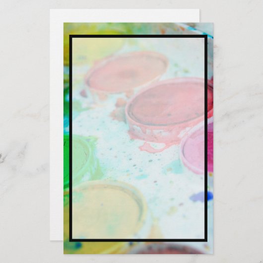 アーティス数々のト色の水彩画絵を描面 便箋 (正面/裏面)