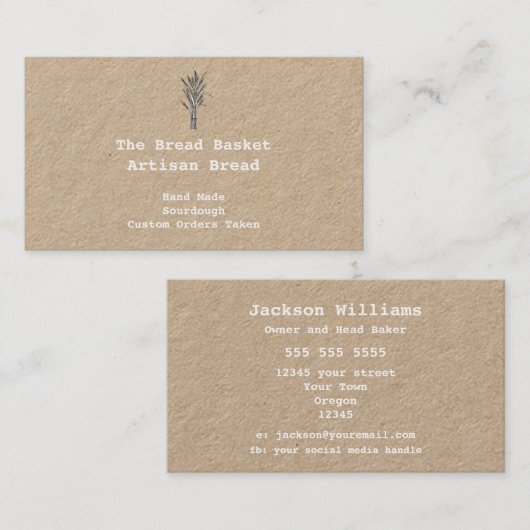 アーティス素朴トベーカリー |小麦クラフトのバンドル 名刺 (正面/裏面)
