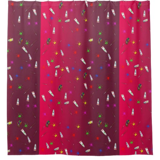 アーティス絵を描トとアートブラシのストライプパタン浴場 シャワーカーテン (正面)