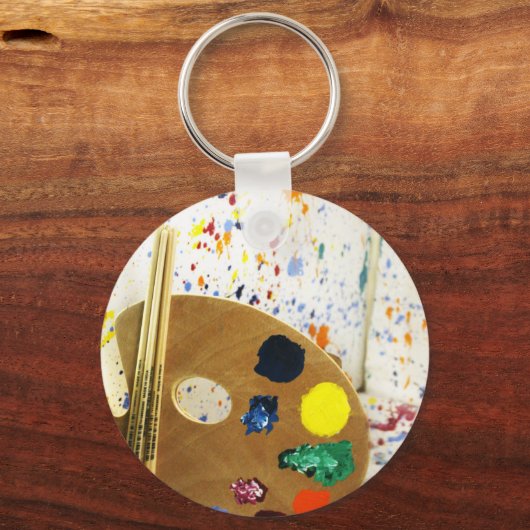 アーティス絵を描トの(ばちゃばちゃ)跳ねるとパレッ絵を描ト キーホルダー (正面)