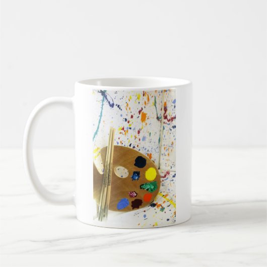 アーティス絵を描トの(ばちゃばちゃ)跳ねるとパレッ絵を描ト コーヒーマグカップ (左)