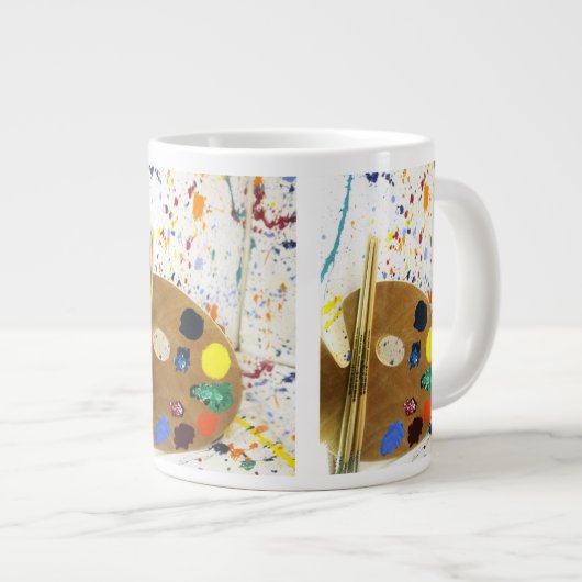 アーティス絵を描トの(ばちゃばちゃ)跳ねるとパレッ絵を描ト ジャンボコーヒーマグカップ (正面右)