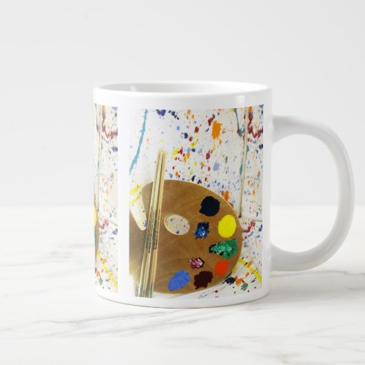 アーティス絵を描トの(ばちゃばちゃ)跳ねるとパレッ絵を描ト ジャンボコーヒーマグカップ (右)