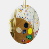 アーティス絵を描トの（ばちゃばちゃ）跳ねるとパレッ絵を描ト セラミックオーナメント (右)