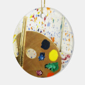 アーティス絵を描トの（ばちゃばちゃ）跳ねるとパレッ絵を描ト セラミックオーナメント (左)
