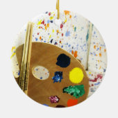 アーティス絵を描トの（ばちゃばちゃ）跳ねるとパレッ絵を描ト セラミックオーナメント (裏面)